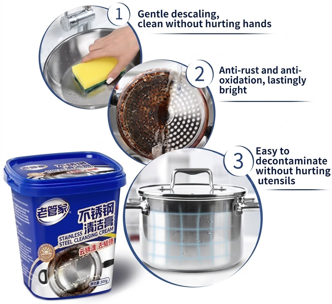 Stainless Steel Cleaning Paste – Pack of 2 | 500g Each | Powerful Kitchen & Utensil Cleaner