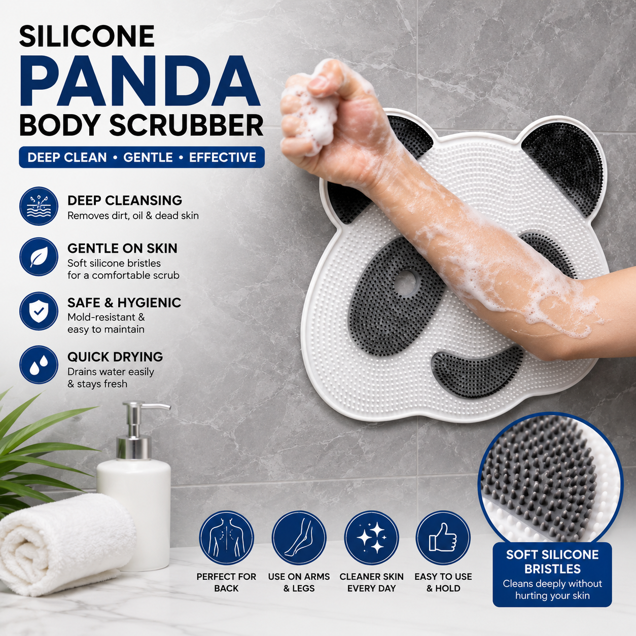 360° Back & Foot Cleaner Scrubber | Easy-Reach Bath Brush