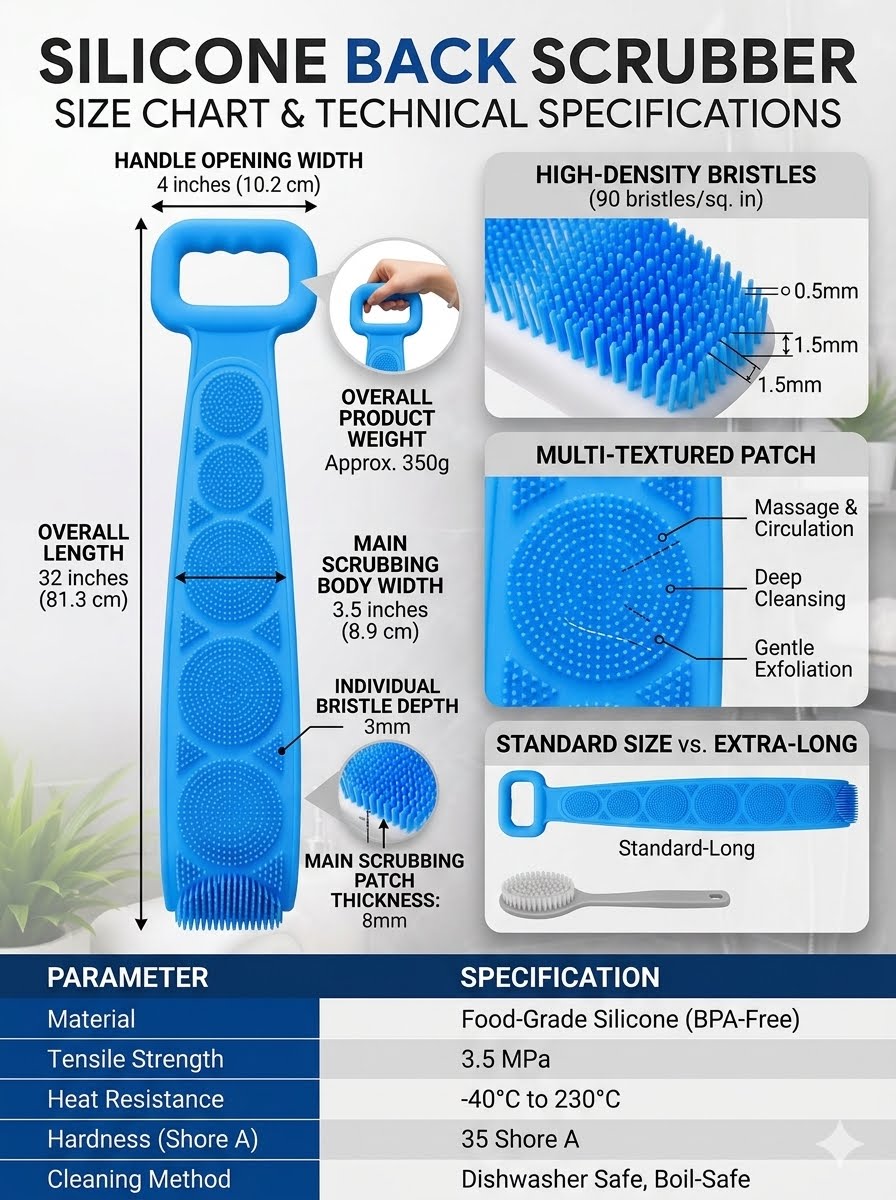 360° Back & Foot Cleaner Scrubber | Easy-Reach Bath Brush