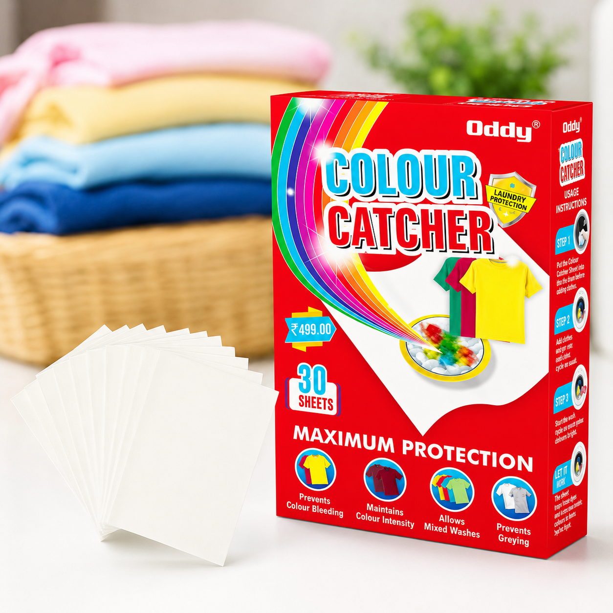 Colour Catcher Laundry Sheets – Prevents Colour Bleeding & Keeps Clothes Bright