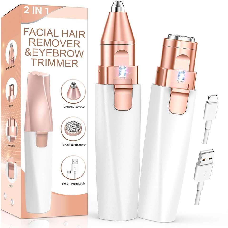 2-in-1 Rechargeable Facial Hair Remover & Eyebrow Trimmer for Women