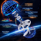 NEEYATI USB Rechargeable Flying Spinner Ball Toy with RGB Lights | 360° Rotating Boomerang Flying Ball | Hand Controlle