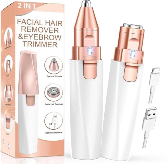 2-in-1 Rechargeable Facial Hair Remover & Eyebrow Trimmer for Women