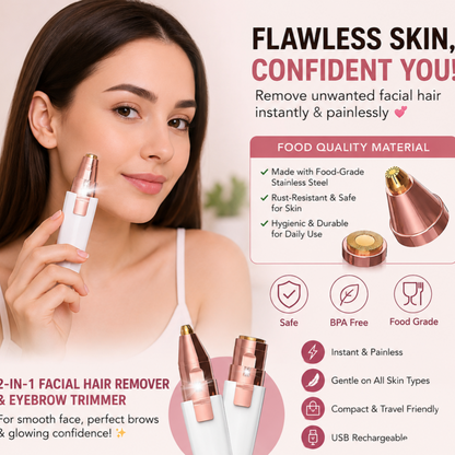 2-in-1 Rechargeable Facial Hair Remover & Eyebrow Trimmer for Women