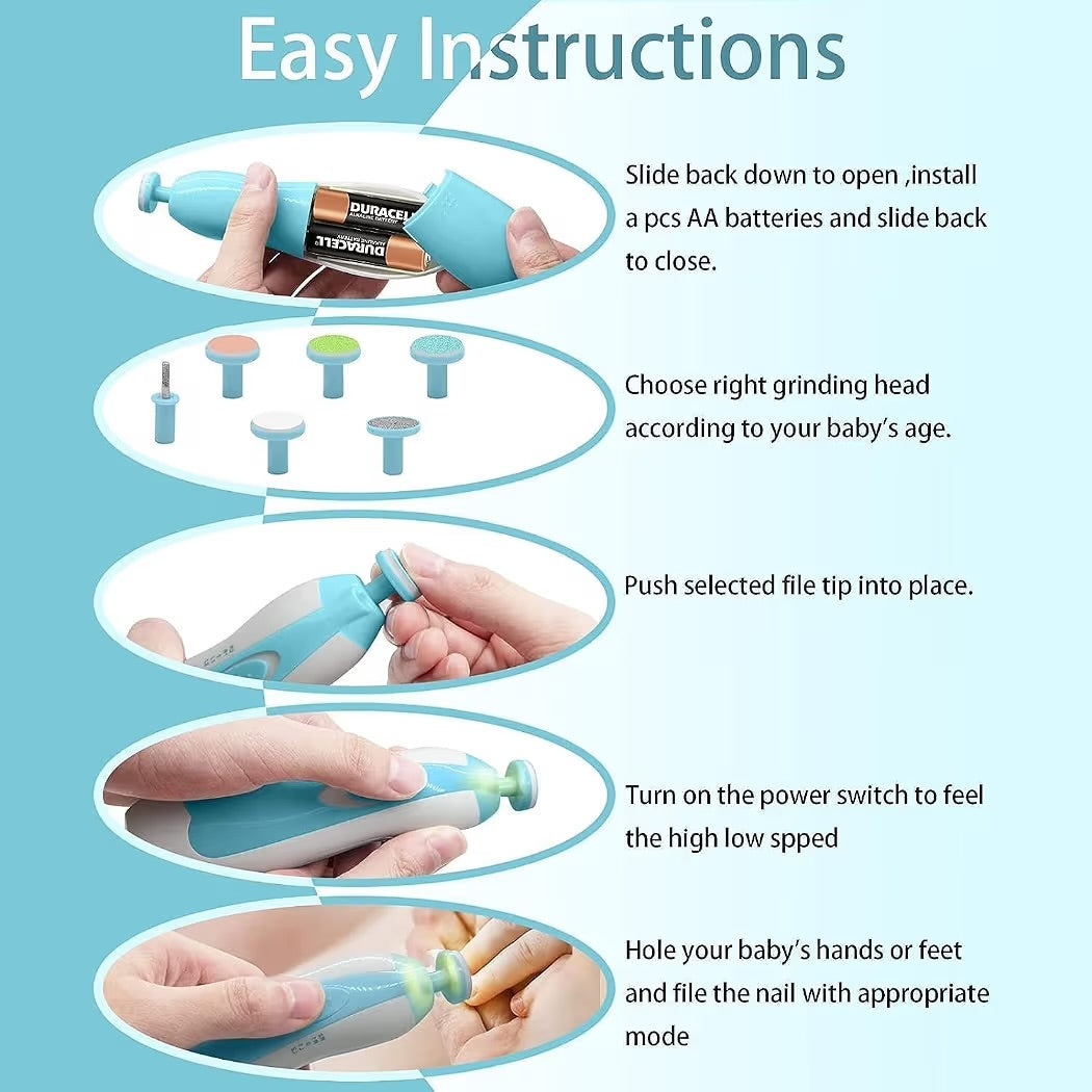 Baby Nail Cutter with LED Light | Electric Nail File for Newborns