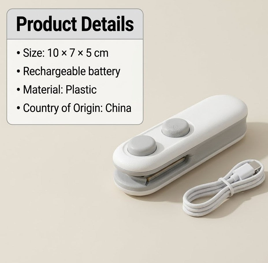 2-in-1 Mini USB Rechargeable Heat Bag Sealer & Cutter for Food Storage