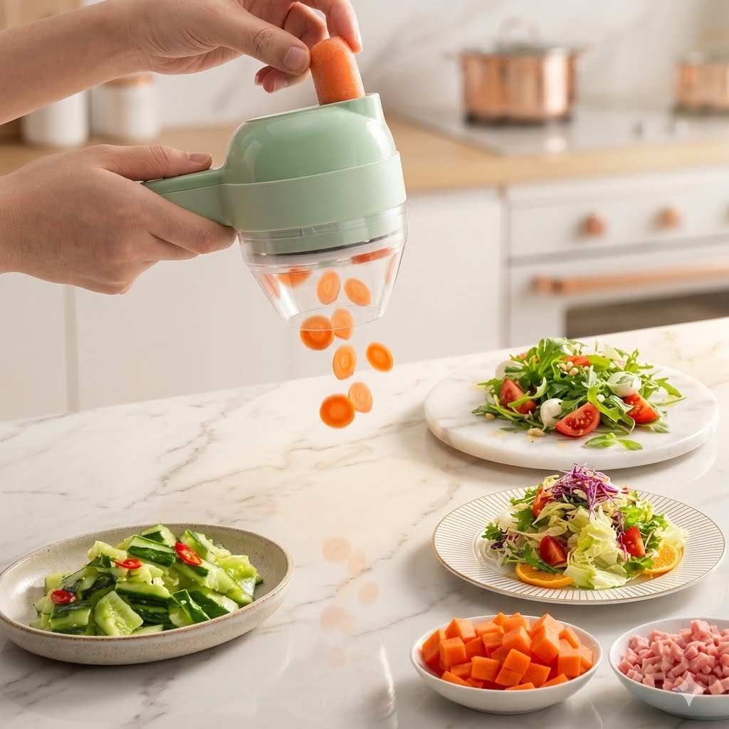 Manual Hand-Press Food Chopper – Quick Garlic & Vegetable Mincer