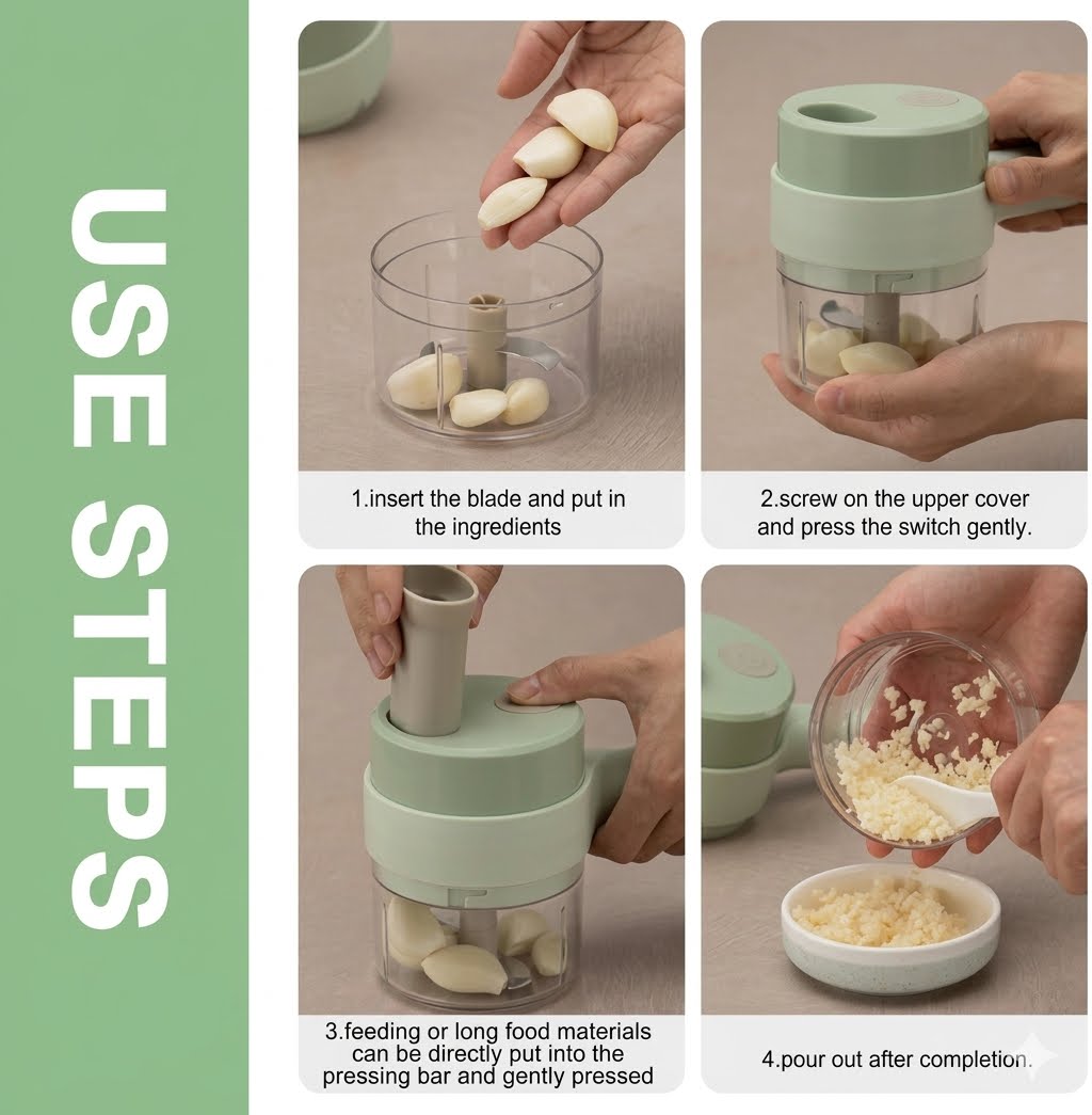 Manual Hand-Press Food Chopper – Quick Garlic & Vegetable Mincer